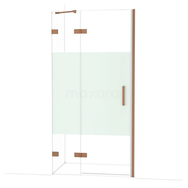 Glazen douchedeur met mat middenpaneel en metalen accenten, ideaal voor een stijlvolle en moderne badkamer.