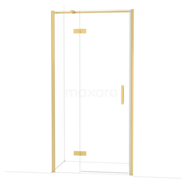 Diamond Shower door | 100 cm Gold Clear glass Pivot door DDB21462310GG Gouden hoekdouche met helder glas en minimalistisch design, ideaal als luxe toevoeging aan een moderne badkamer.