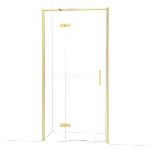 Diamond Douchedeur | 100 cm Lichtgoud Helder glas Draaideur DDB21462310LG Glazen douchecabine met goudkleurige metalen omlijsting, draaideur en modern design, perfect voor een stijlvolle badkamer.