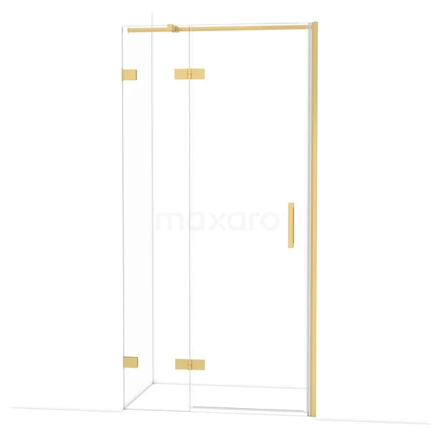 Diamond Douchedeur | 100 cm Goud Helder glas Draaideur DDB21462320GG Douchedeur van helder glas met gouden scharnieren en handgreep, strak design; luxe toevoeging voor elke badkamer.