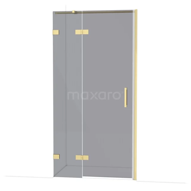 Matglazen douchedeur met messing accenten, draaideurdesign; luxe toevoeging voor een moderne badkamer.