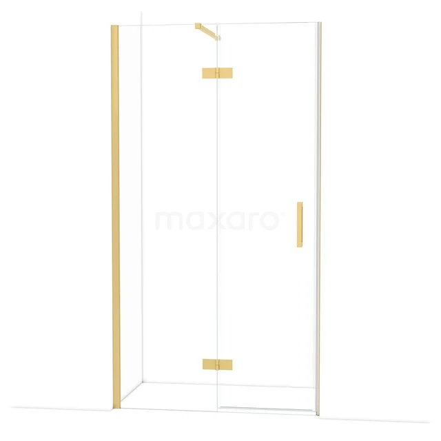 Diamond Douchedeur | 110 cm Goud Helder glas Draaideur DDB21651110GG Glazen douchecabine met gouden details, hoekmodel, minimalistisch design, ideaal voor een moderne badkamer.