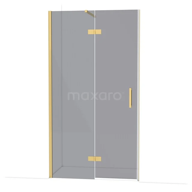 Diamond Shower door | 110 cm Gold Smoke glass Pivot door DDB21651111GG Glazen douchedeur met gouden scharnieren en handvat, strak ontwerp, perfect voor moderne badkamers.