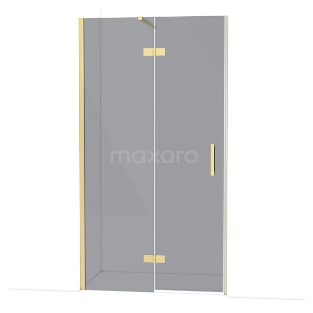Diamond Shower door | 110 cm Light gold Smoke glass Pivot door DDB21651111LG Glazen douchedeur met goudkleurige scharnieren en handgreep, stijlvolle toevoeging aan een moderne badkamer.