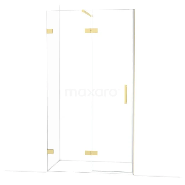 Diamond Shower door | 110 cm Light gold Clear glass Pivot door DDB21651120LG Glazen douchecabine met goudaccenten, modern design, geschikt voor luxe badkamers.