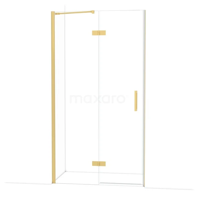 Diamond Shower door | 110 cm Gold Clear glass Pivot door DDB21651210GG Glazen douchedeur met goudkleurige accenten, strak design en minimalistische uitstraling voor een moderne badkamerstijl.