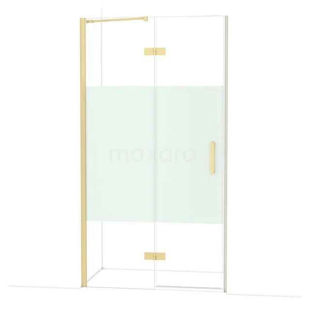 Diamond Duschtür | 110 cm Helles Gold Klar mit matter Streifen Drehtür DDB21651213LG Glas Duschkabine goldfarbener Rahmen, transparent mit satinierten Glaselementen, stilvolles Design für moderne Bäder.
