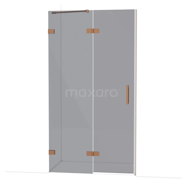 Diamond Shower door | 110 cm Copper Smoke glass Pivot door DDB21651221KP Douchedeur met helder glas en mat zwarte profielen, industriële stijl, ideaal voor een moderne badkamer.