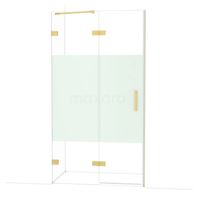 Diamond Shower door | 110 cm Gold Clear with matt strip Pivot door DDB21651223GG Gele deurknoppen fertilatie system