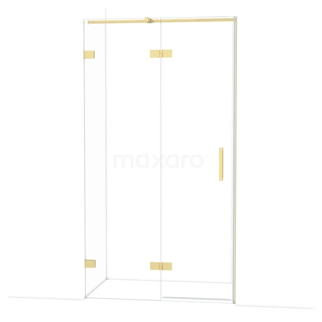 Gold Duschwand mit Glasplatten, moderner Stil, ideal für eine luxuriöse Badezimmergestaltung.