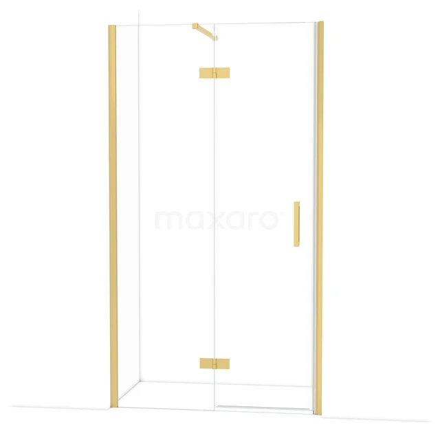 Diamond Douchedeur | 110 cm Goud Helder glas Draaideur DDB21652110GG Goudkleurige luxe glazen douchecabine met hoekinstap, strakke afwerking en modern design voor een stijlvolle badkamer.