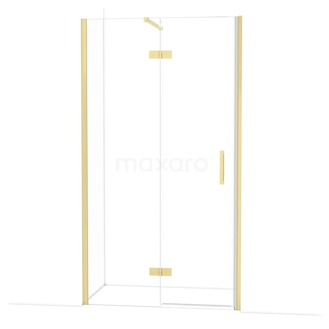 Gold Duschkabine mit Klarglas, minimalistisches Design und luxuriöse Ausstrahlung, perfekt für ein modernes Badezimmer.