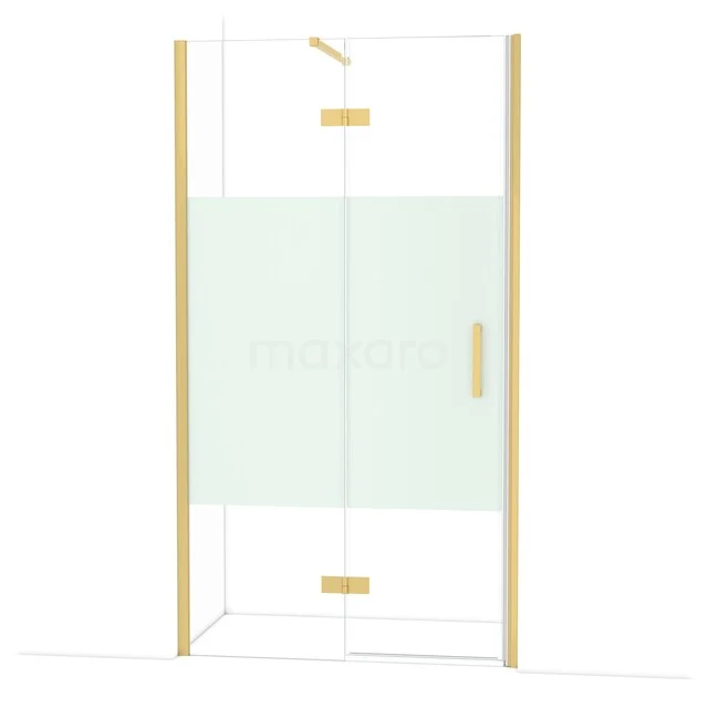 Diamond Douchedeur | 110 cm Goud Helder met matte strook Draaideur DDB21652113GG Gouden douchewand met helder glas, onderdeel van luxe badkamerserie. Strakke vorm met minimalistische uitstraling.