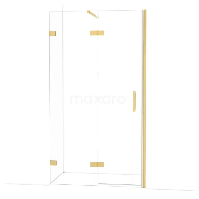Diamond Douchedeur | 110 cm Goud Helder glas Draaideur DDB21652120GG Glazen douchewand met gouden scharnieren en handgreep, moderne designoptie voor luxe badkamerinrichting.