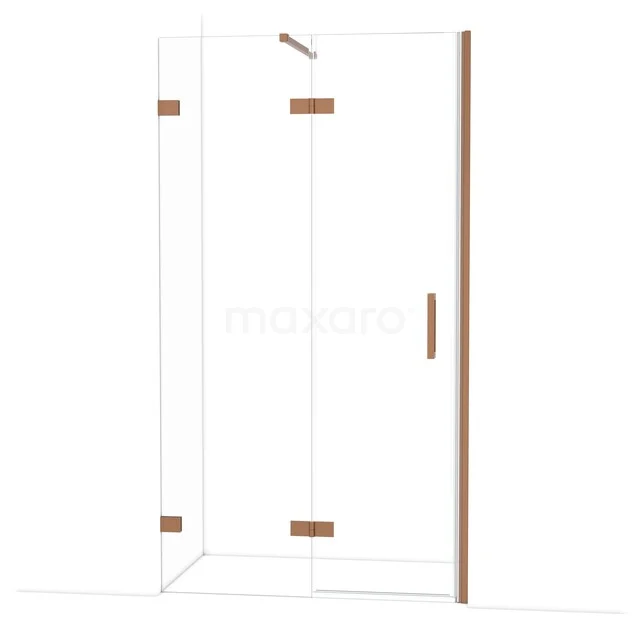 Diamant-Duschtüren DDB21652120KP Glas Duschwand mit Drehtür, kupferfarbene Scharniere und Haltegriff, modernes Design für luxuriösen Badezimmerstil.