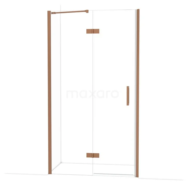 Diamond Shower door | 110 cm Copper Clear glass Pivot door DDB21652210KP Douchedeur met hoekinstap, frame in koperlook, helder glas, modern design, ideaal voor een stijlvolle badkamerinrichting.