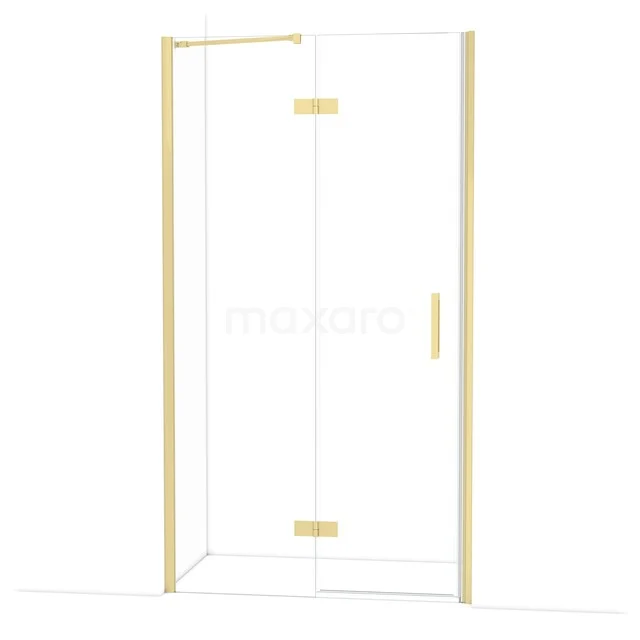 Diamond Douchedeur | 110 cm Lichtgoud Helder glas Draaideur DDB21652210LG Douchedeur met gouden scharnieren en handgreep, helder glas, modern design, perfecte aanvulling voor een stijlvolle badkamer.