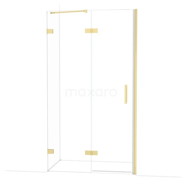 Diamond Duschtür | 110 cm Helles Gold Klarglas Drehtür DDB21652220LG Glas Duschwand mit goldenen Scharnieren und Haltegriff, minimalistisches Design, perfekt für ein stilvolles Badezimmer.