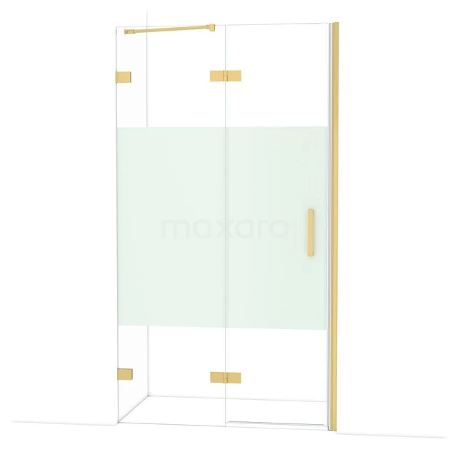 Diamant-Duschtüren DDB21652223GG Glas Duschwand mit goldfarbenen Details, Mattglas im Mittelpaneel, ideal für eine stilvolle Badezimmer Einrichtung.