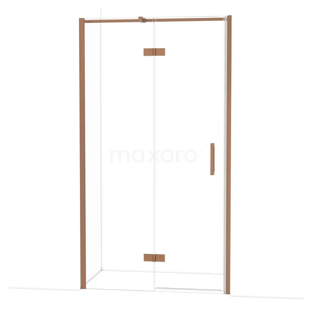 Diamond Douchedeur | 110 cm Koper Helder glas Draaideur DDB21652310KP Douchecabine met hoekdeur in mat koper, helder glas en minimalistisch design voor een stijlvolle en moderne badkamer.