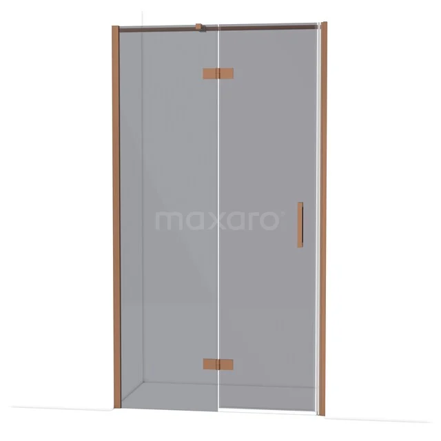 Duschtür mit Klarglas, bronzefarbenen Details und minimalistischem Design, perfekt für moderne Bäder.