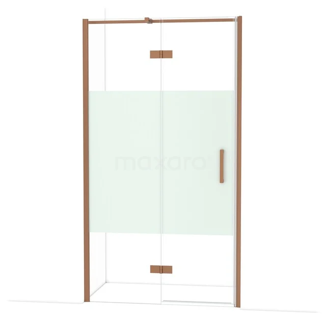 Diamond Douchedeur | 110 cm Koper Helder met matte strook Draaideur DDB21652313KP Glazen douchedeur met matglas en koperkleurige details, ideaal voor een luxe badkameruitstraling.