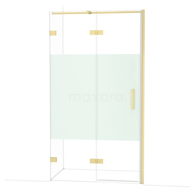 Duschwand Gold mit Mattglas, luxuriöses Design aus Glas und mit goldfarbenen Details, perfekte Ergänzung zu einem modernen Badezimmer.
