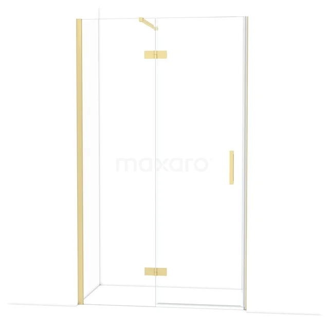 Diamond Shower door | 120 cm Light gold Clear glass Pivot door DDB21661110LG Glazen douchedeur met goudkleurige accenten, hoekige vorm; stijlvol badkameraccessoire uit de luxe serie.