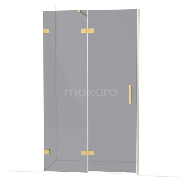 Diamond Douchedeur | 120 cm Goud Rookglas Draaideur DDB21661121GG Douchedeur met helder glas, gouden scharnieren en handgreep, luxe design voor een moderne badkamer inrichting.