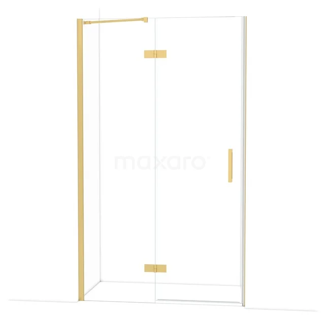 Diamond Douchedeur | 120 cm Goud Helder glas Draaideur DDB21661210GG Douchecabine met goudkleurige accenten, strakke hoeken en glazen wanden, ideale luxe toevoeging aan elke moderne badkamer.
