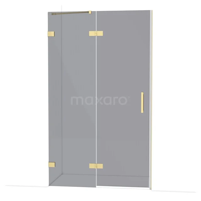 Diamond Douchedeur | 120 cm Lichtgoud Rookglas Draaideur DDB21661221LG Glazen douchewand met goudkleurige scharnieren en handgreep, modern design voor stijlvolle badkamerinrichting.