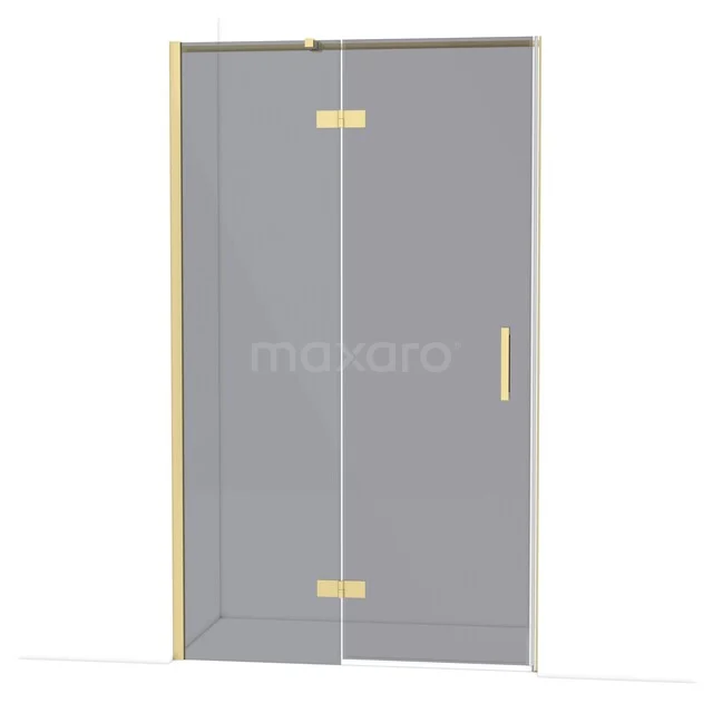 Glasene Duschtür mit goldenen Scharnieren und Haltegriff, elegantes Design für einen modernen Badezimmerstil.