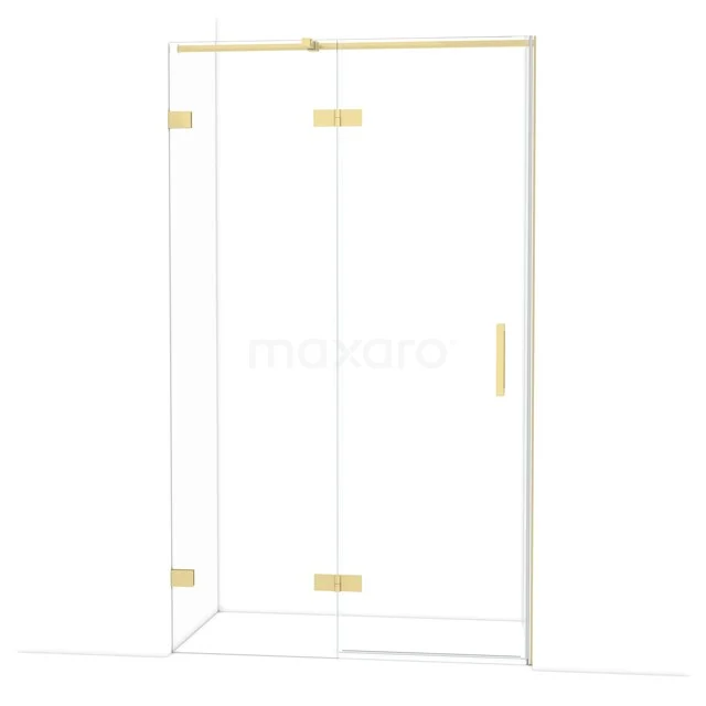 Diamond Shower door | 120 cm Light gold Clear glass Pivot door DDB21661320LG Glazen douchecabine met goudkleurige details, strak design, ideaal voor luxe badkamer inrichting.