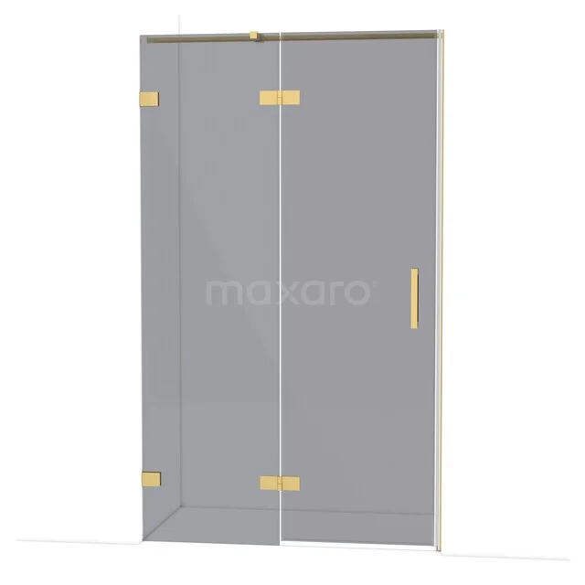 Diamond Shower door | 120 cm Gold Smoke glass Pivot door DDB21661321GG Glazen douchedeur met goudkleurige scharnieren en handgreep, elegant en modern ontwerp voor een luxe badkamer.