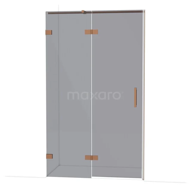 Diamond Shower door | 120 cm Copper Smoke glass Pivot door DDB21661321KP Glass shower door with clear glass, bronze-coloured hinges and handle, suitable for modern bathrooms.