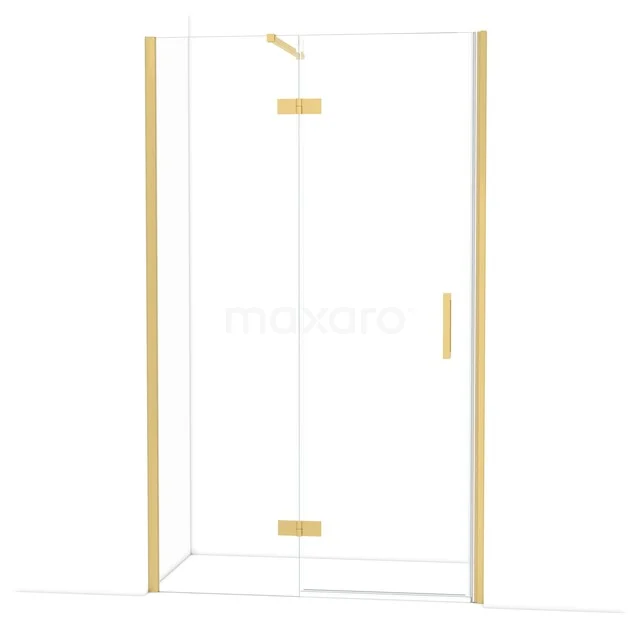 Goldene Glastür-Duschwand mit Tür, modernes Design, ideal für eine moderne Badezimmergestaltung.