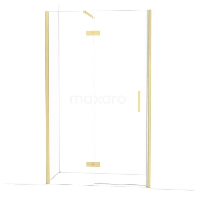 Diamond Shower door | 120 cm Light gold Clear glass Pivot door DDB21662110LG Glazen douchewand met gouden accenten, modern vierkant design, perfect voor een luxe badkamerinrichting.