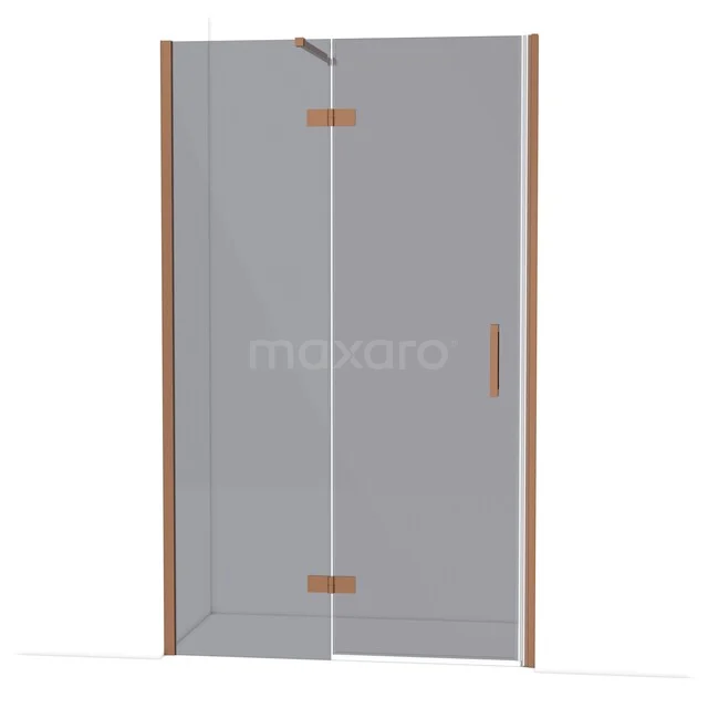 Diamond Duschtür | 120 cm Kupfer Rauchglas Drehtür DDB21662111KP Glasdouchedeur mit kupferfarbenen Scharnieren und Haltegriff, schlankes Design ideal für moderne Badezimmergestaltung.
