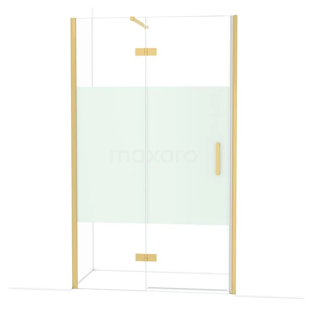 Douchedeur goudkleurig met matglas, modern design voor stijlvolle badkamers. Geschikt voor luxe douchecabines.