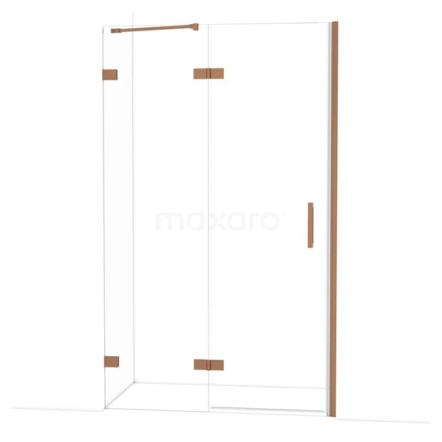 Diamond Douchedeur | 120 cm Koper Helder glas Draaideur DDB21662220KP Glazen douchecabine met hoekinstap en bronzen accenten, ideale aanvulling voor een stijlvolle moderne badkamer.