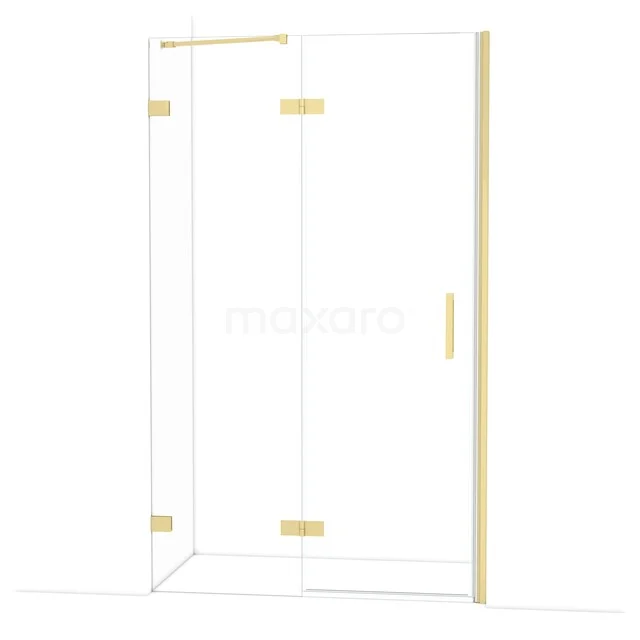 Diamond Shower door | 120 cm Light gold Clear glass Pivot door DDB21662220LG Glazen douchecabine met goudkleurige accenten, strak design en heldere lijnen, ideaal voor een stijlvolle badkamer.