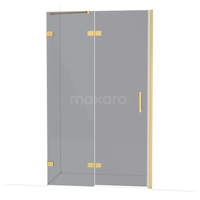 Diamond Shower door | 120 cm Gold Smoke glass Pivot door DDB21662221GG Douchewand met goudkleurige scharnieren, heldere glazen panelen en geïntegreerde handgreep, perfect voor luxe badkamerstijl.