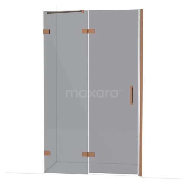 Diamond Shower door | 120 cm Copper Smoke glass Pivot door DDB21662221KP Glazen douchewand met koperkleurige details, minimalistisch design en perfecte toevoeging voor een moderne badkamer.