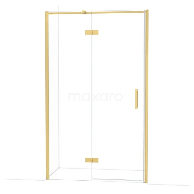 Duschkabine mit goldfarbigem Rahmen, transparentem Glas und minimalistischem Design, perfekt für einen luxuriösen Badezimmerstil.