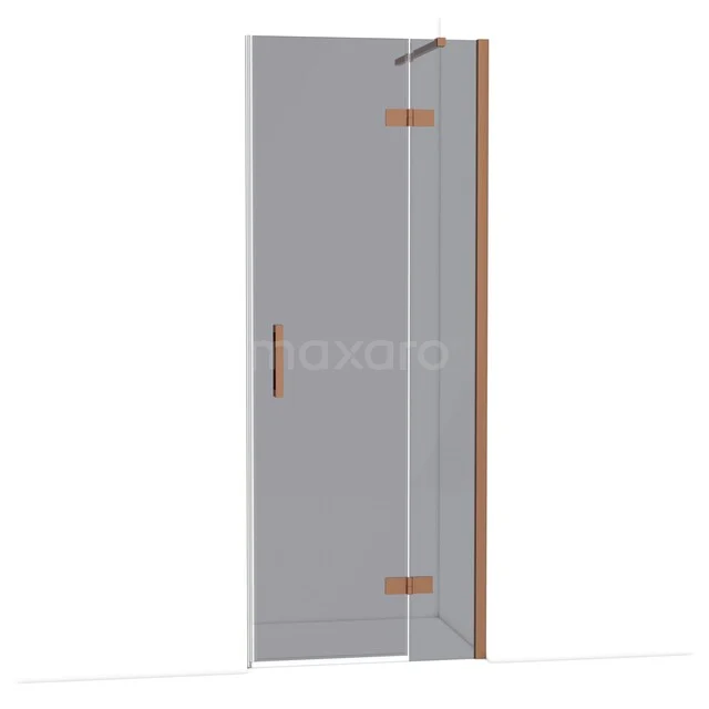 Moderne glazen douchedeur met houten accenten, ideaal voor een stijlvolle badkamer inrichting.