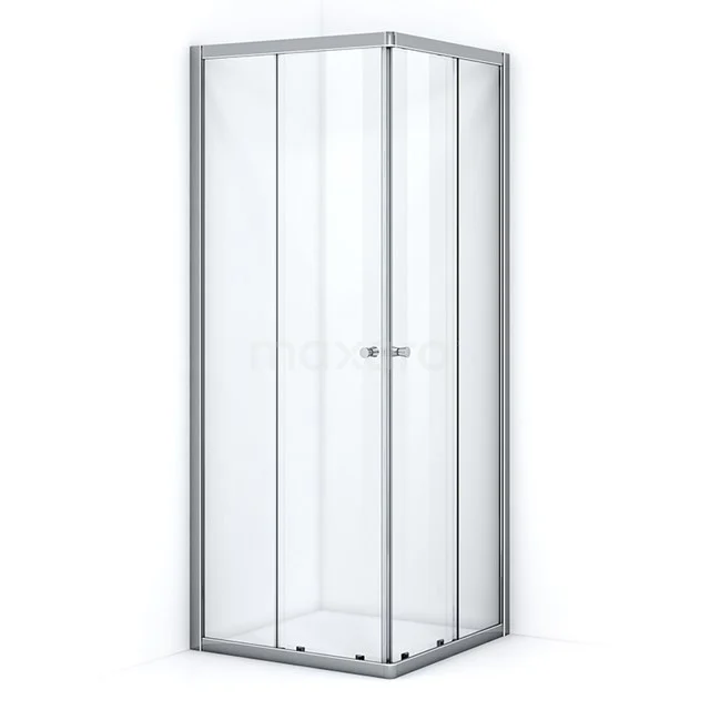 Viereckige Glas-Duschkabine mit Aluminiumrahmen, Schiebetüren und minimalistischem Design für moderne Bäder.