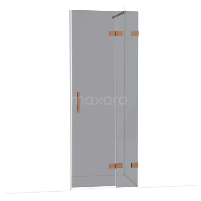 Glas Duschtür mit Messing Scharnieren, minimalistisches Design und klarem transparentem Glas für moderne Bäder.