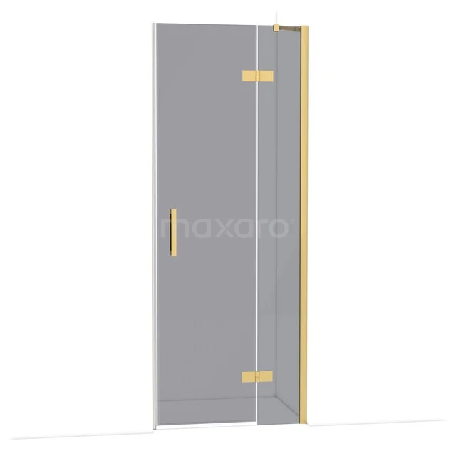 Diamond Douchedeur | 80 cm Goud Rookglas Draaideur DDB22351211GG Douchedeur met goudkleurige scharnieren en handgreep, strak design van helder glas, perfect voor moderne badkamers.