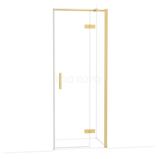 Diamant-Duschtüren DDB22351310GG Goldene Duschtür mit Eckdesign und Glasplatten, perfekt für einen modernen Badezimmerstil.