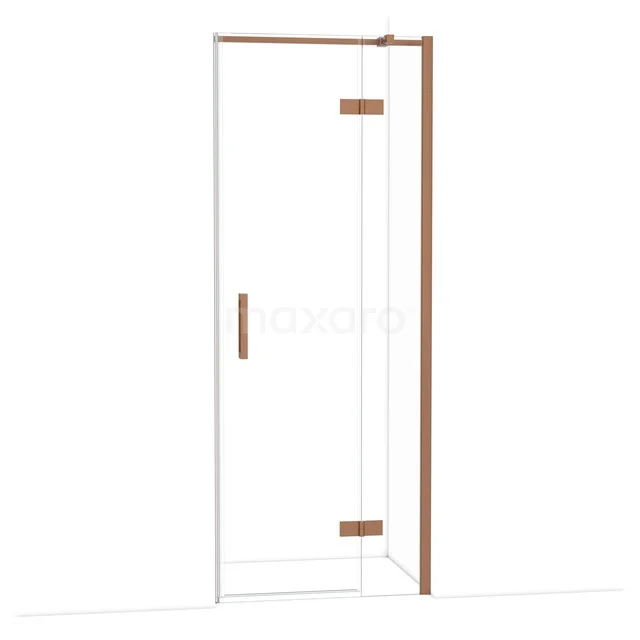 Diamond Shower door | 80 cm Copper Clear glass Pivot door DDB22351310KP Douchedeur met minimalistisch design, helder glas en koperkleurige details, ideaal voor een moderne badkamer.